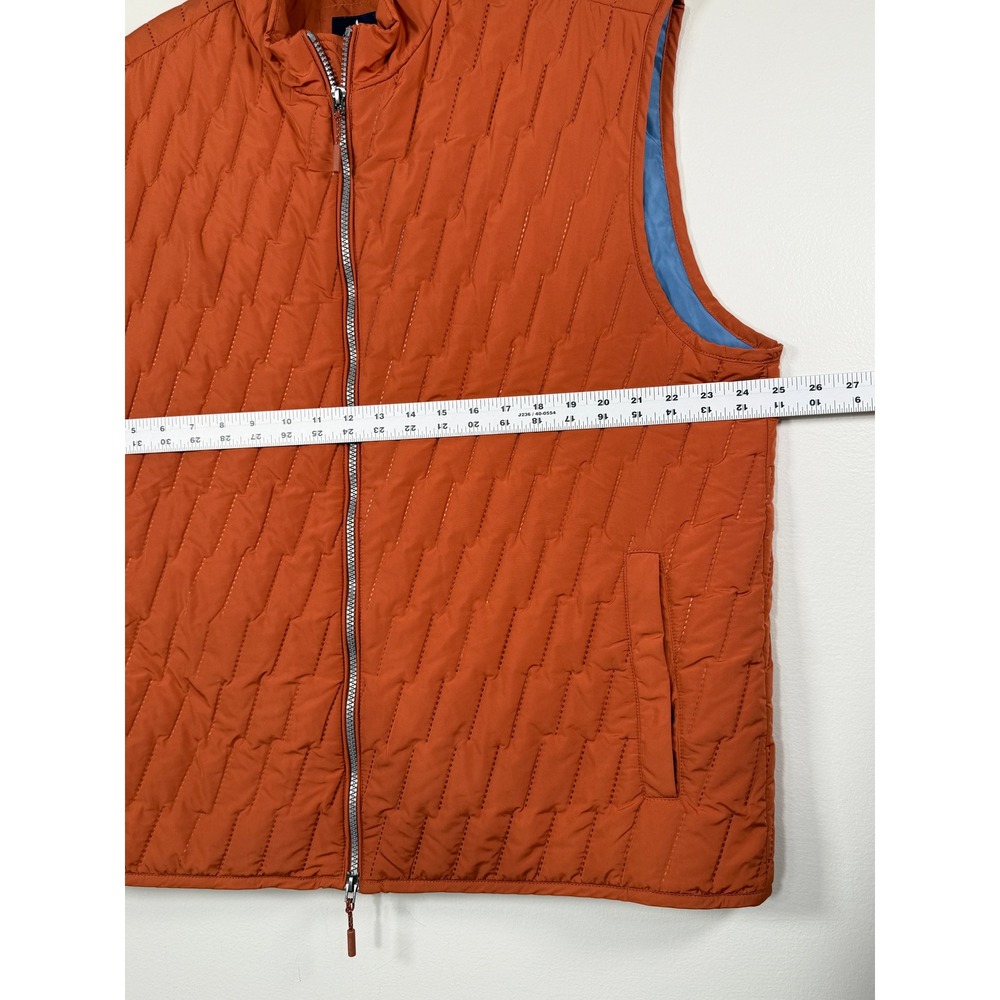 johnnie-O Vest Mens XL Belfry Harvest Orange Hunting Quilted Layer Full Zip EUC - Picture 7 of 9